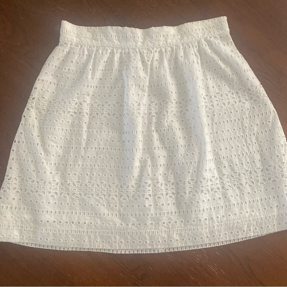 LOFT White Smocked A-Line Mini Skirt